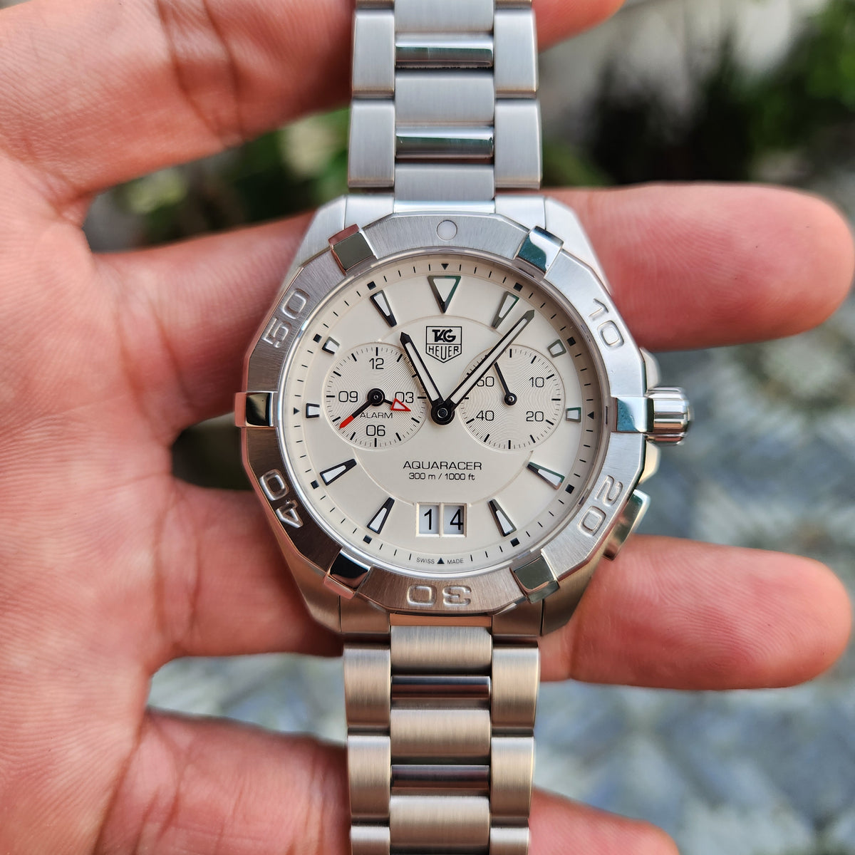 Tag Heuer Aquaracer Alarm Steel Bezel in White Dial 41mm - Complete Set