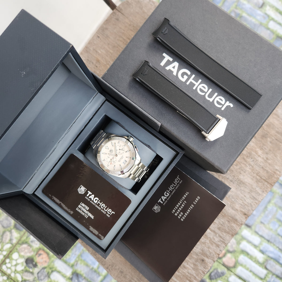 Tag Heuer Aquaracer Alarm Steel Bezel in White Dial 41mm - Complete Set
