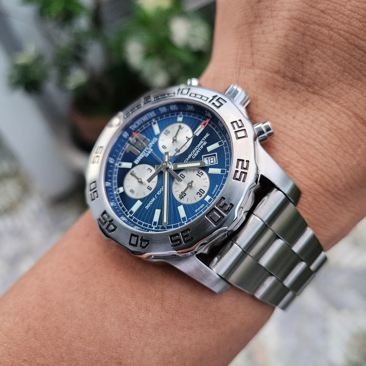 Breitling Colt Chronograph II Chronometer 300M in Blue Sunray Dial 44mm
