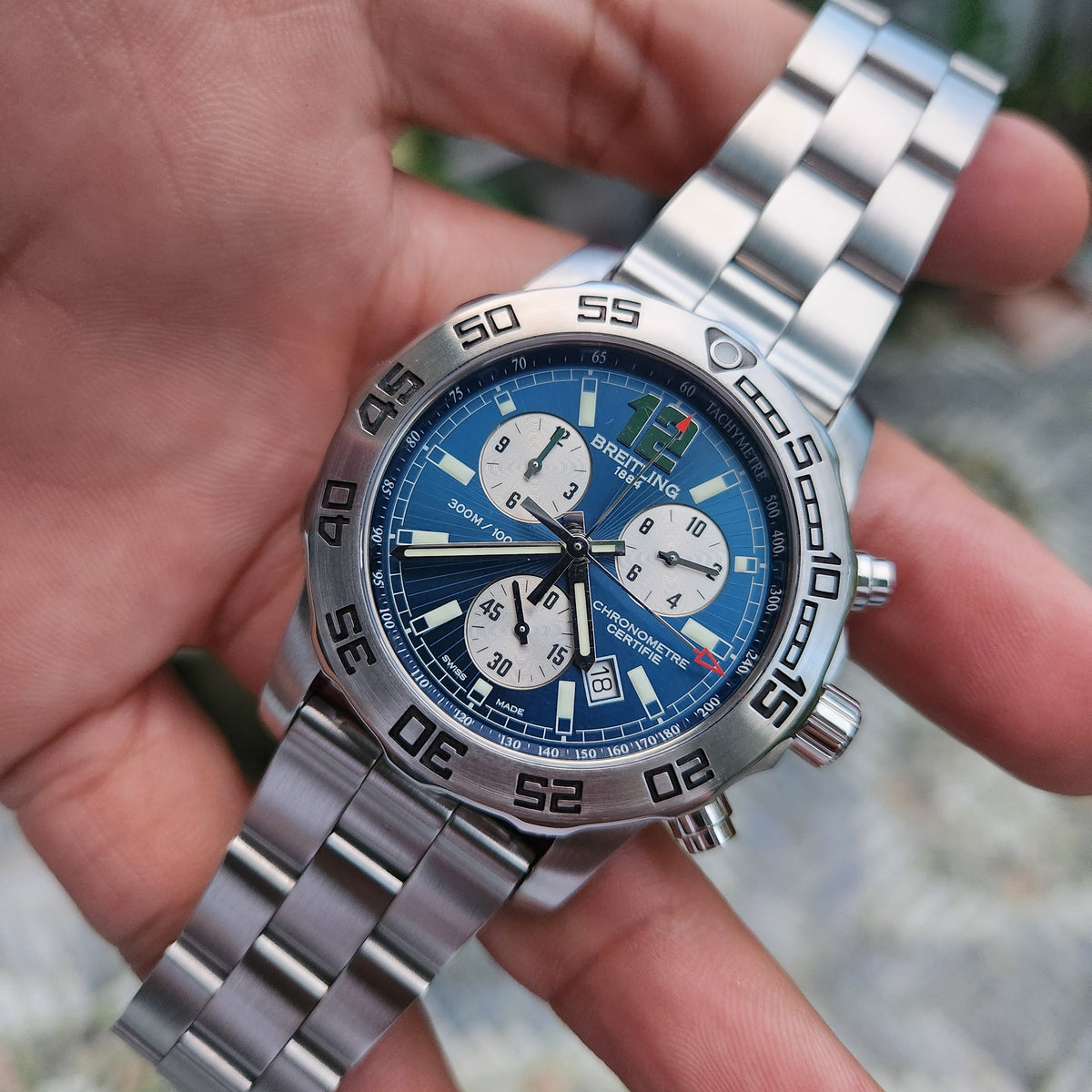 Breitling Colt Chronograph II Chronometer 300M in Blue Sunray Dial 44mm