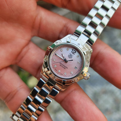 Tag Heuer Ladies Aquaracer Pink Mother of Pearl Dial with 10 Diamonds 27mm