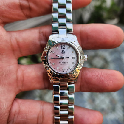 Tag Heuer Ladies Aquaracer Pink Mother of Pearl Dial with 10 Diamonds 27mm