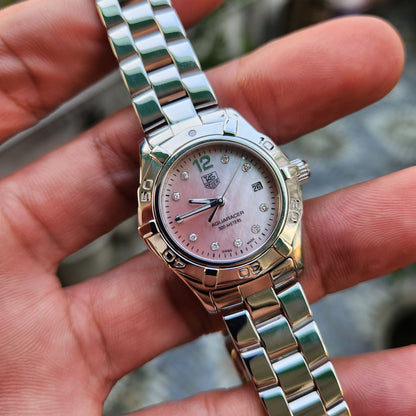 Tag Heuer Ladies Aquaracer Pink Mother of Pearl Dial with 10 Diamonds 27mm