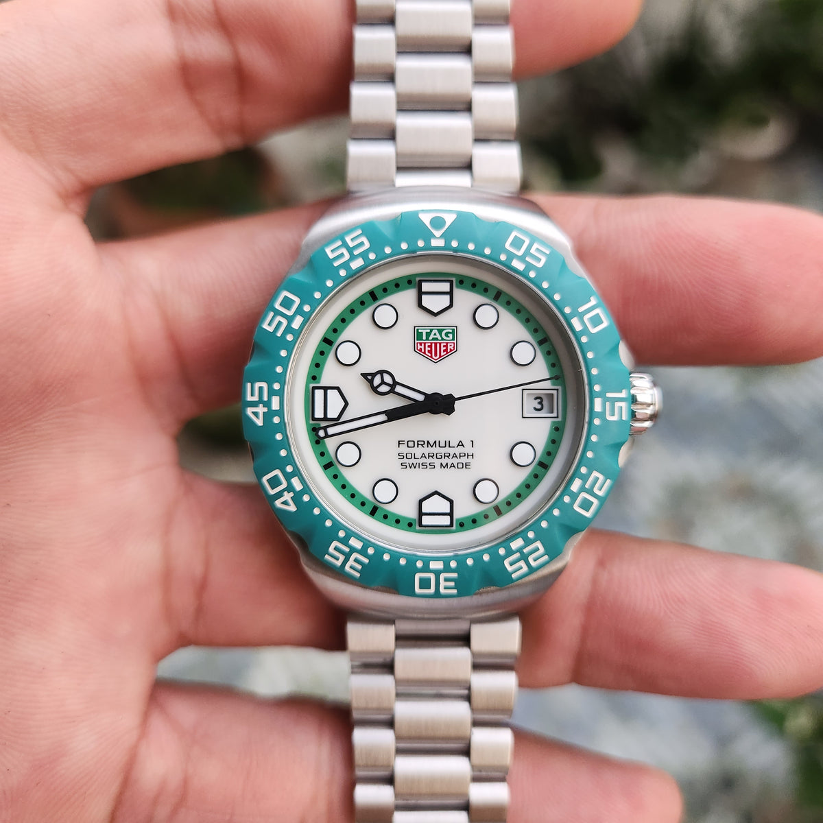 Tag Heuer F1 SolarGraph Limited Edition Green Bezel in White Dial 38mm - Complete Set
