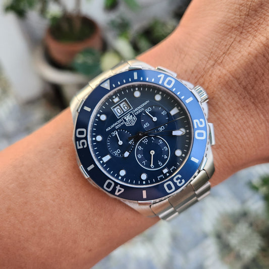 Tag Heuer Aquaracer Chronograph Grande Date Blue Dial 43mm