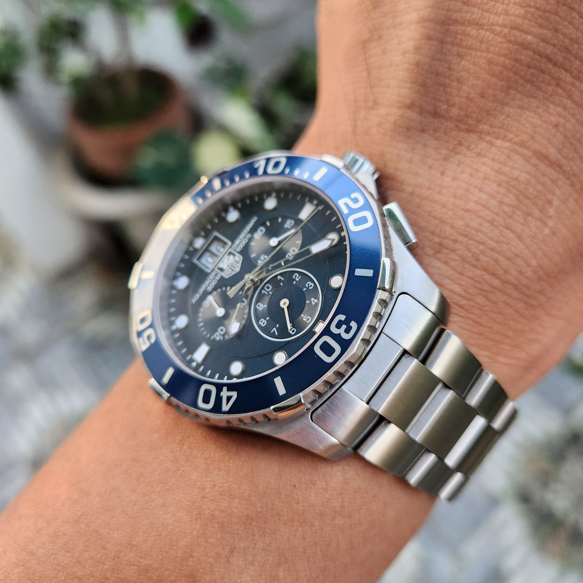 Tag Heuer Aquaracer Chronograph Grande Date Blue Dial 43mm