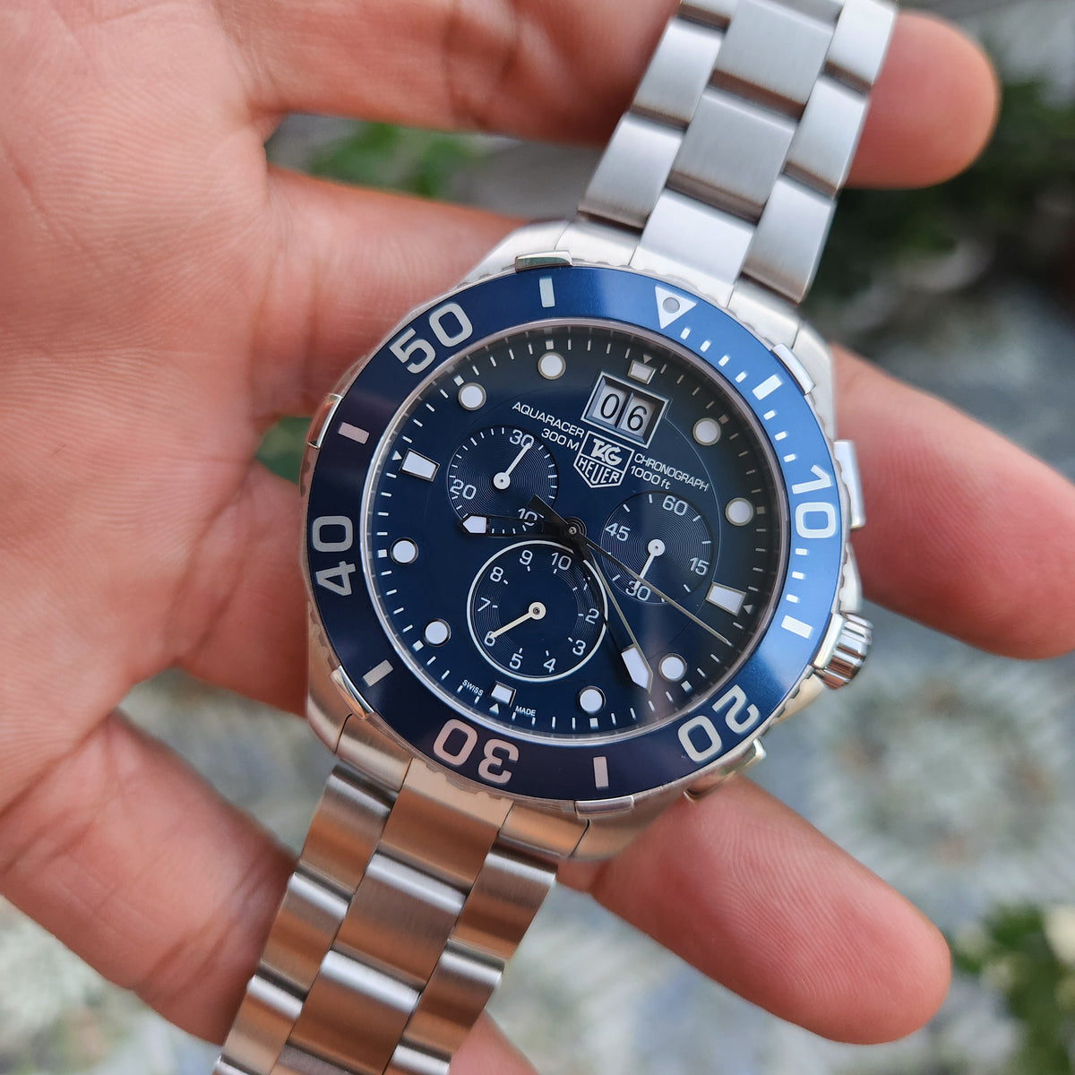 Tag Heuer Aquaracer Chronograph Grande Date Blue Dial 43mm