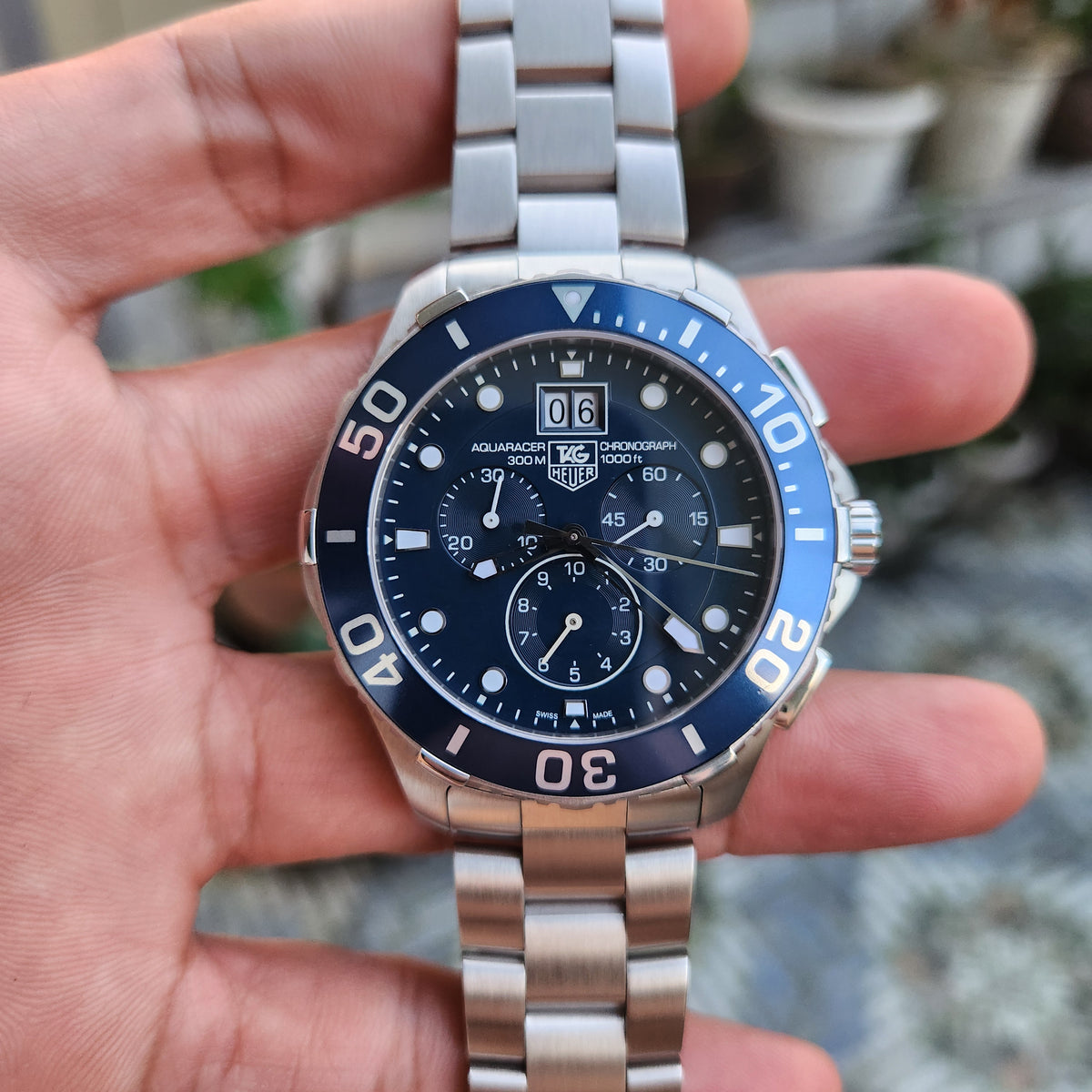 Tag Heuer Aquaracer Chronograph Grande Date Blue Dial 43mm