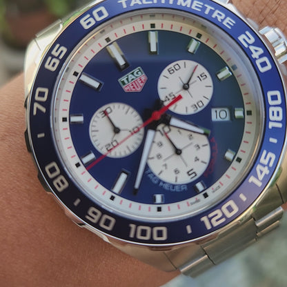 Tag Heuer F1 Chronograph Redbull Racing Special Edition in Blue/White Dial 43mm - Complete Set