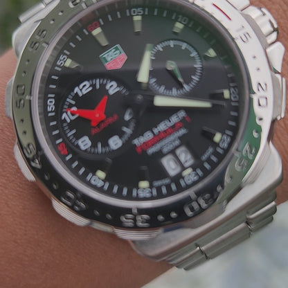 Tag Heuer F1 Alarm Steel Bezel in Black Dial 41mm
