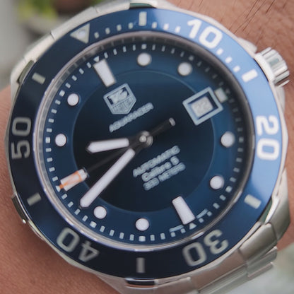 Tag Heuer Aquaracer Calibre 5 Steel Alu Bezel in Blue Dial 41mm