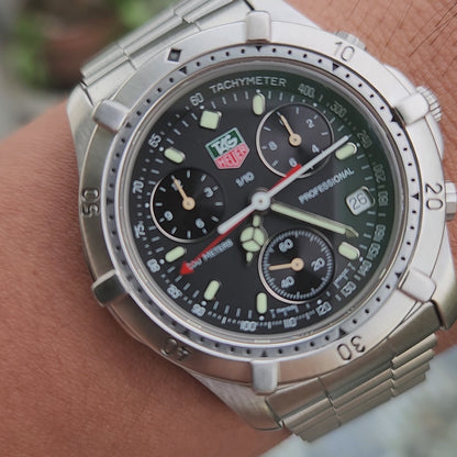 Tag Heuer 2000 Series Professional Vintage Chronograph 38mm Matte Black Dial