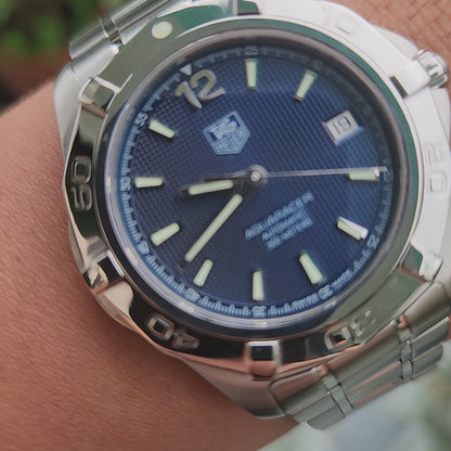 Tag Heuer Aquaracer Calibre 5 in Blue Waffle Dial 39mm - Complete Set