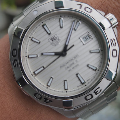 Tag Heuer Aquaracer Calibre 5 White/Silver Dial 41mm